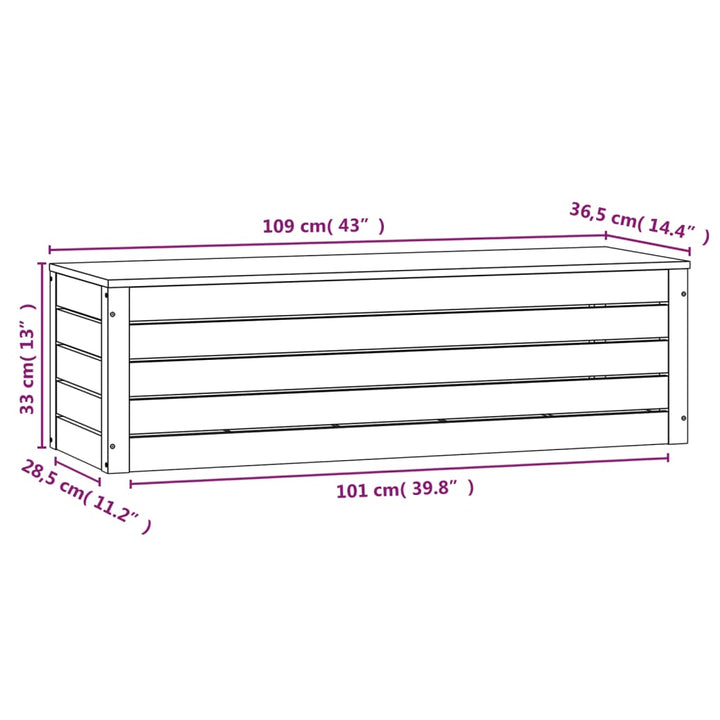 opbevaringskasse 109x36,5x33 cm massivt fyrretræ hvid