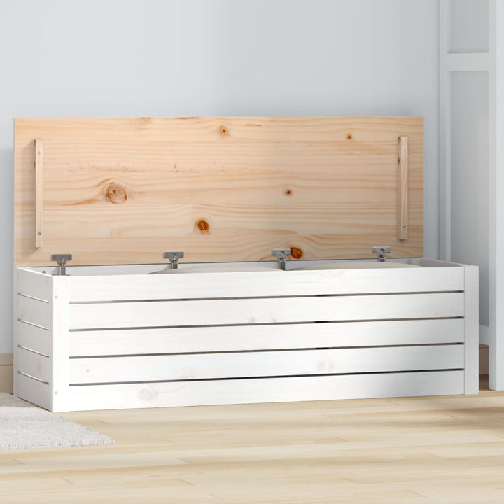 opbevaringskasse 109x36,5x33 cm massivt fyrretræ hvid