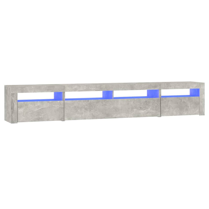 sengebord med LED-lys 240x35x40 cm betongrå