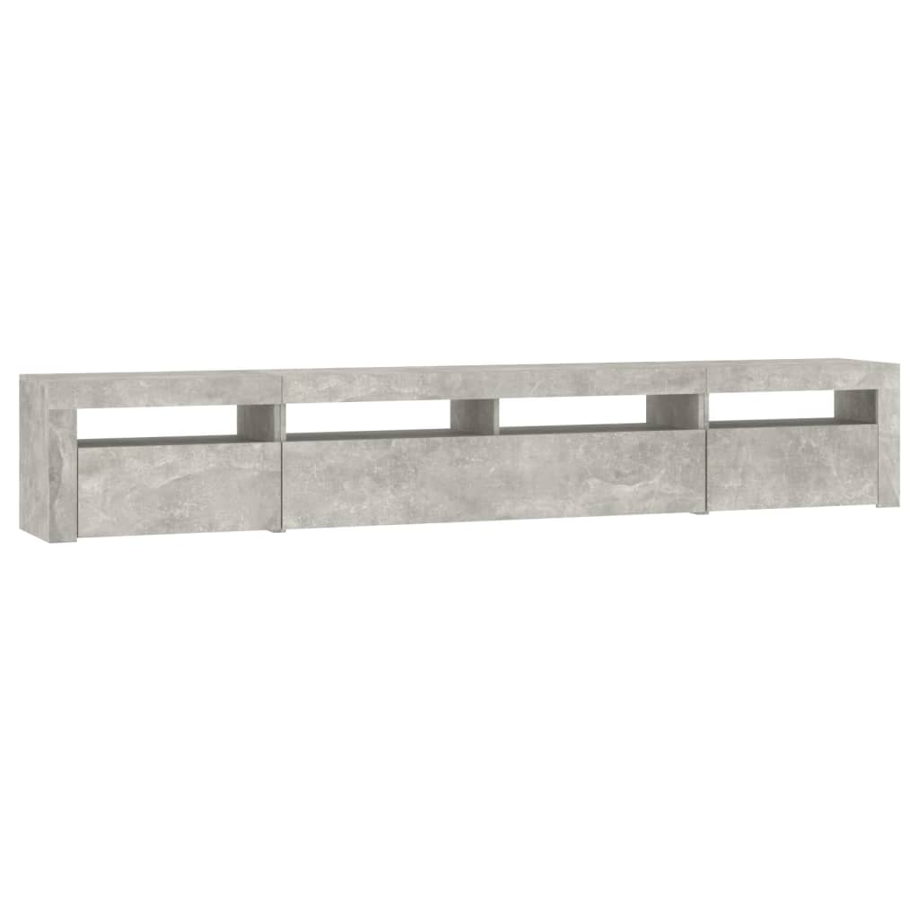 sengebord med LED-lys 240x35x40 cm betongrå