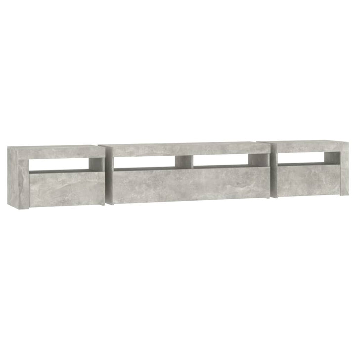 sengebord med LED-lys 240x35x40 cm betongrå