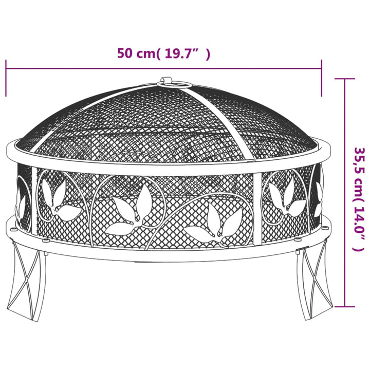 bålfad med ildrager 50 cm XXL stål