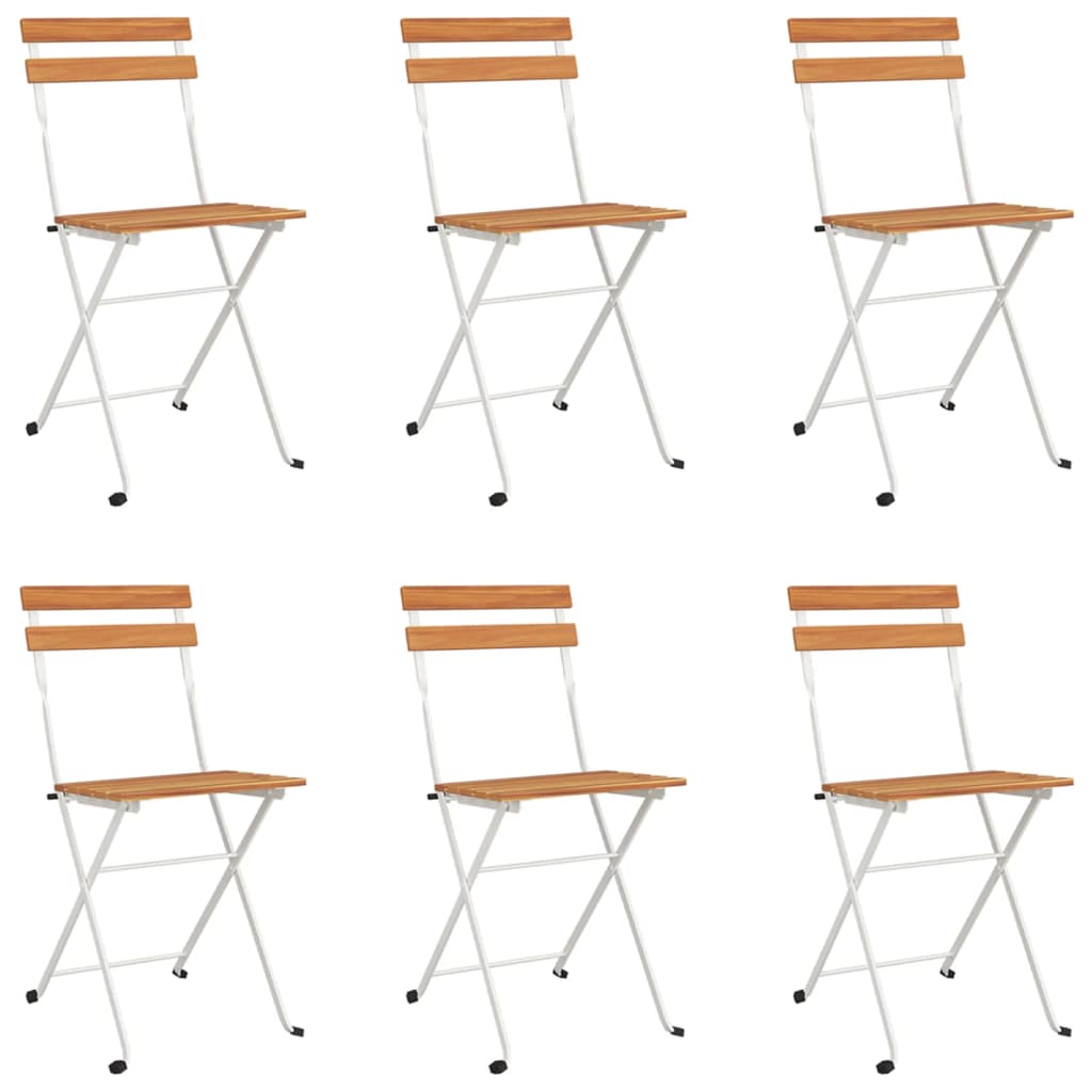 foldbare bistrostole 6 stk. massivt akacietræ og stål
