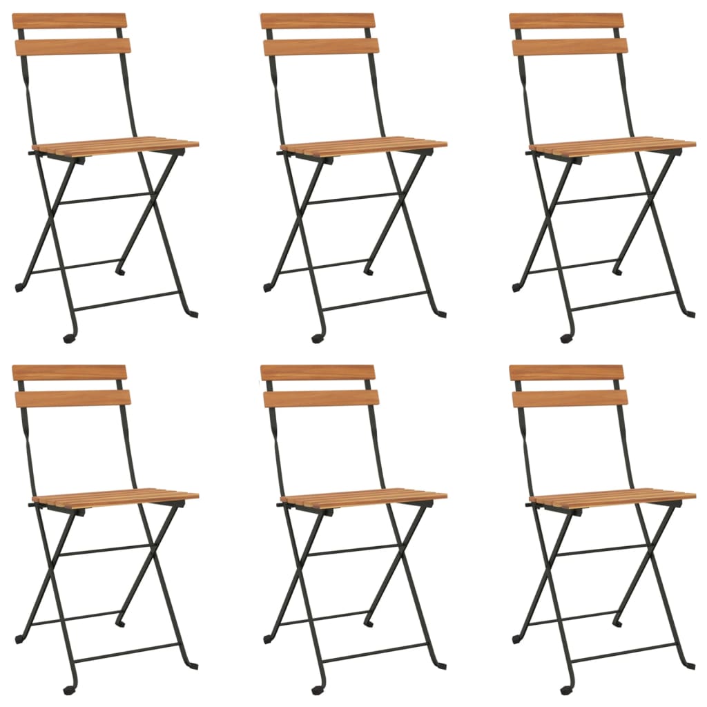 foldbare bistrostole 6 stk. massivt teaktræ og stål