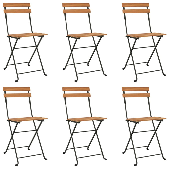 foldbare bistrostole 6 stk. massivt teaktræ og stål