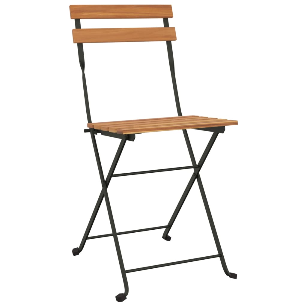 foldbare bistrostole 6 stk. massivt teaktræ og stål