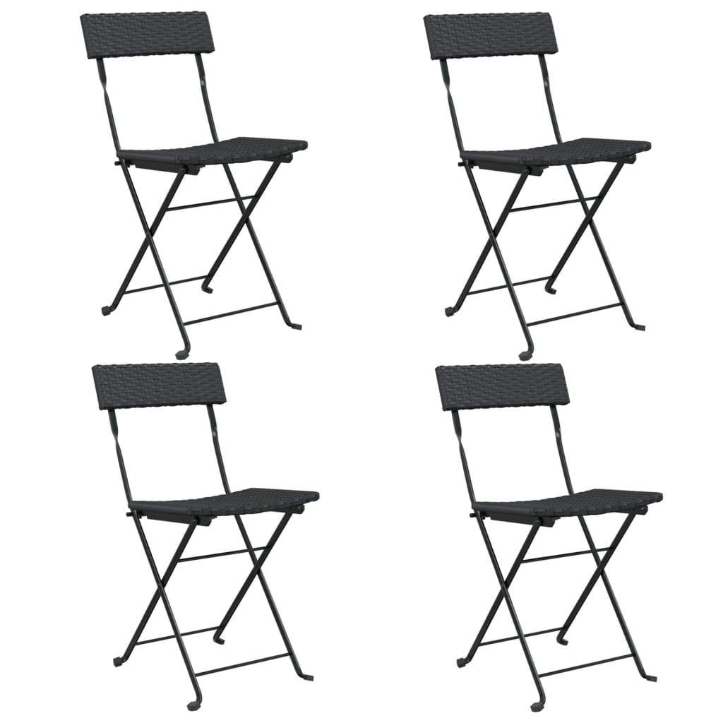 foldbare bistrostole 4 stk. polyrattan og stål sort