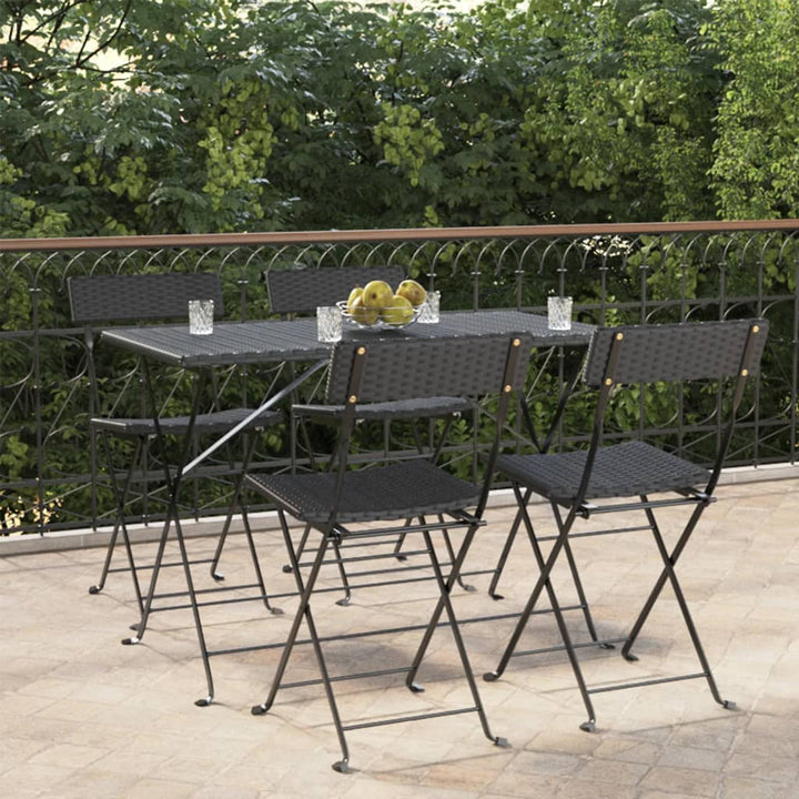 foldbare bistrostole 4 stk. polyrattan og stål sort
