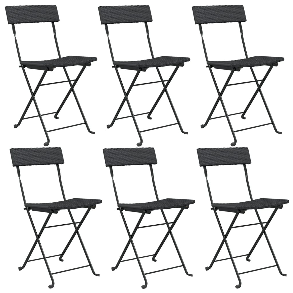foldbare bistrostole 6 stk. polyrattan og stål sort