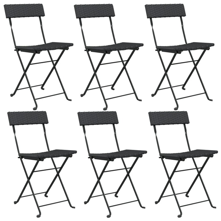 foldbare bistrostole 6 stk. polyrattan og stål sort