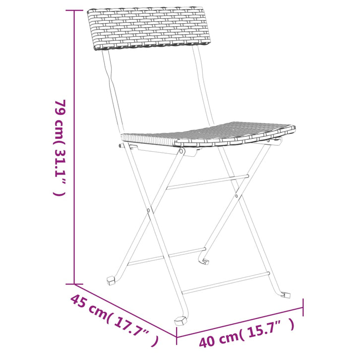 foldbare bistrostole 6 stk. polyrattan og stål sort