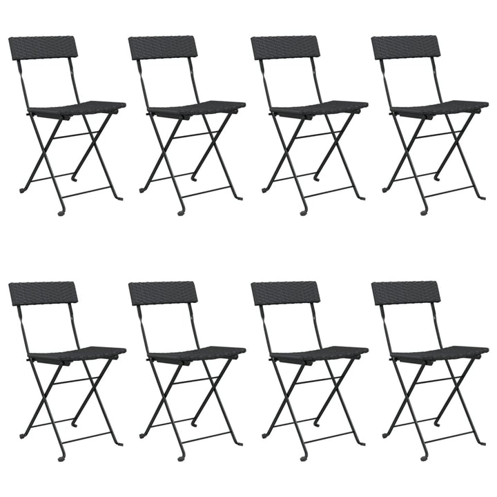 foldbare bistrostole 8 stk. polyrattan og stål sort