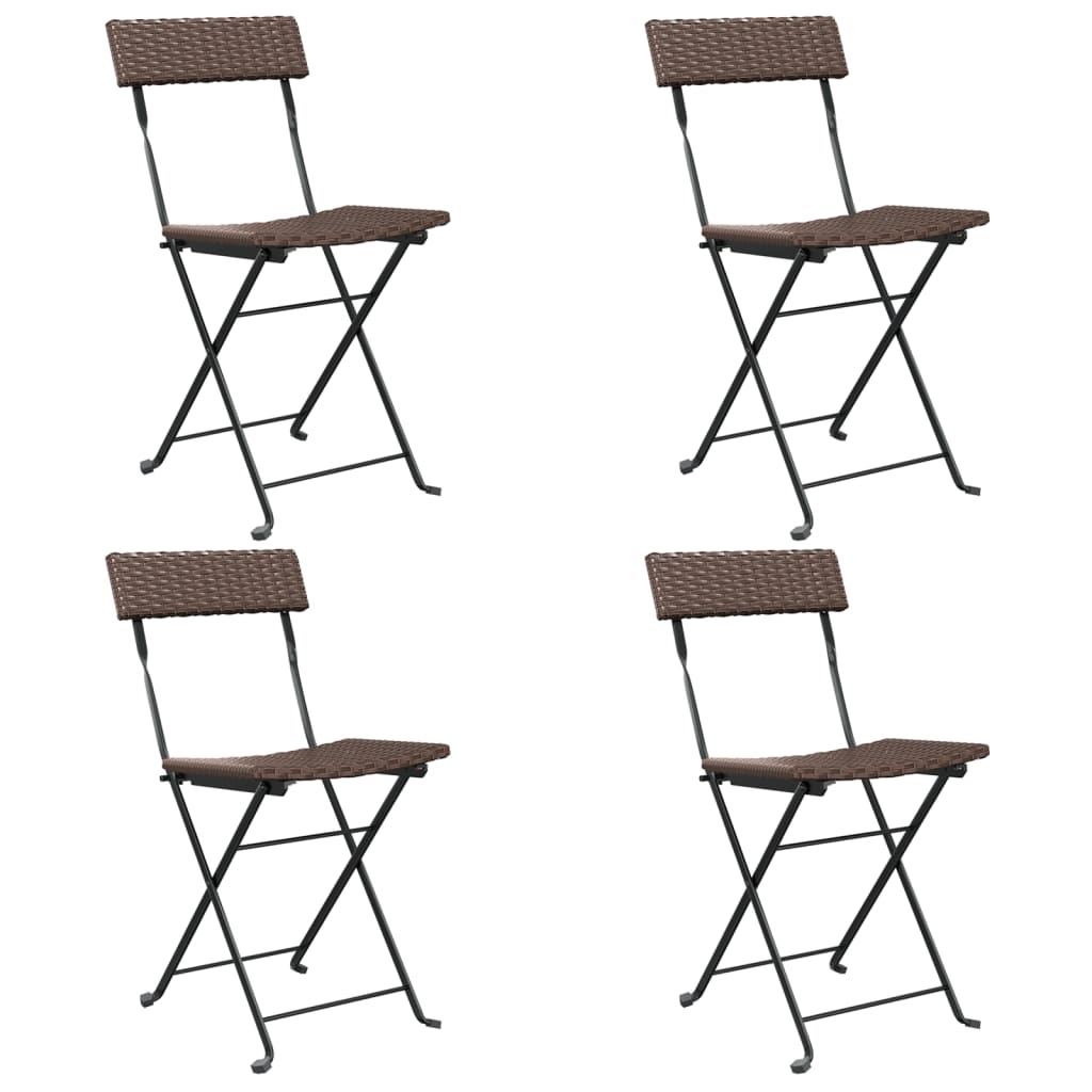 foldbare bistrostole 4 stk. polyrattan og stål brun