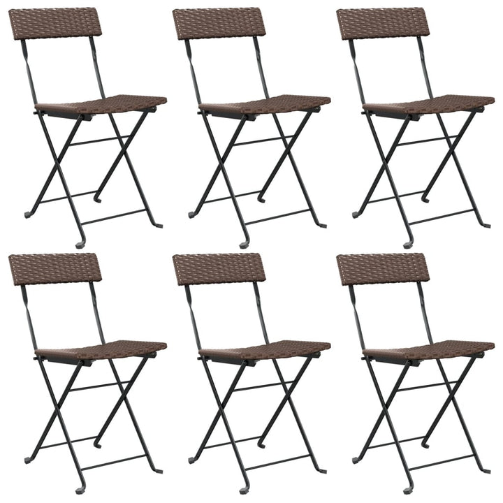 foldbare bistrostole 6 stk. polyrattan og stål brun