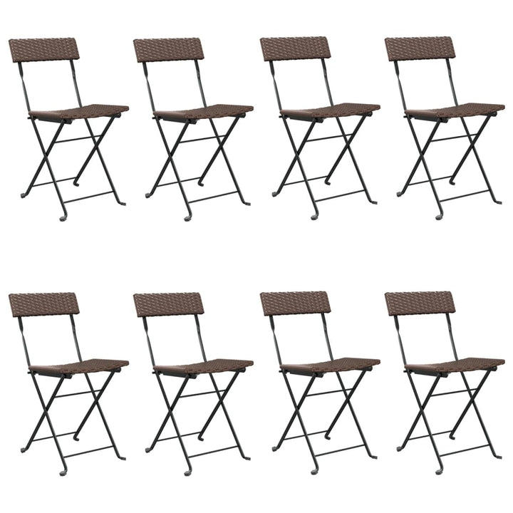 foldbare bistrostole 8 stk. polyrattan og stål brun