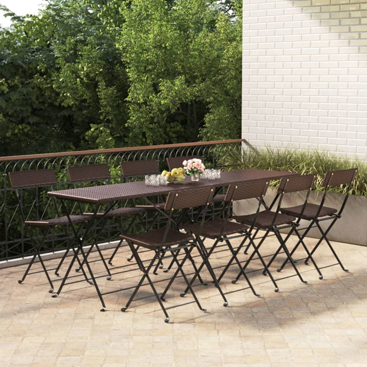 foldbare bistrostole 8 stk. polyrattan og stål brun