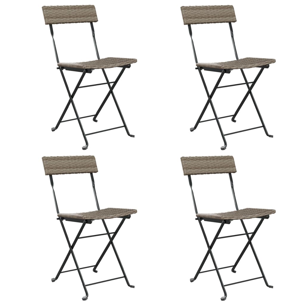 foldbare bistrostole 4 stk. polyrattan og stål grå