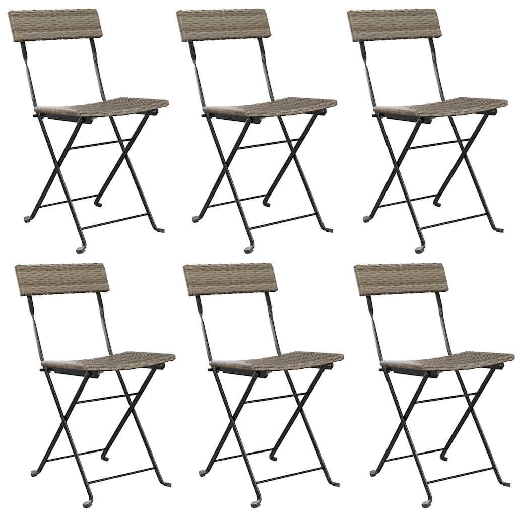 foldbare bistrostole 6 stk. polyrattan og stål grå