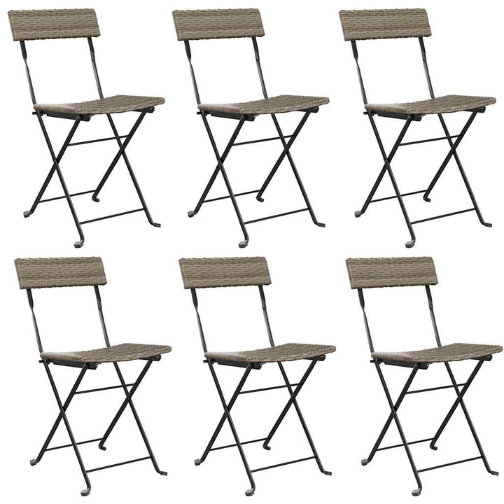 foldbare bistrostole 6 stk. polyrattan og stål grå