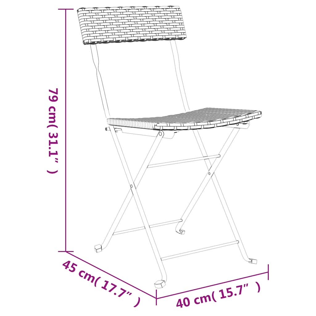 foldbare bistrostole 6 stk. polyrattan og stål grå