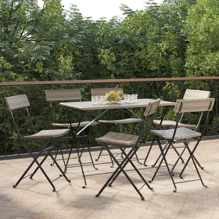 foldbare bistrostole 6 stk. polyrattan og stål grå