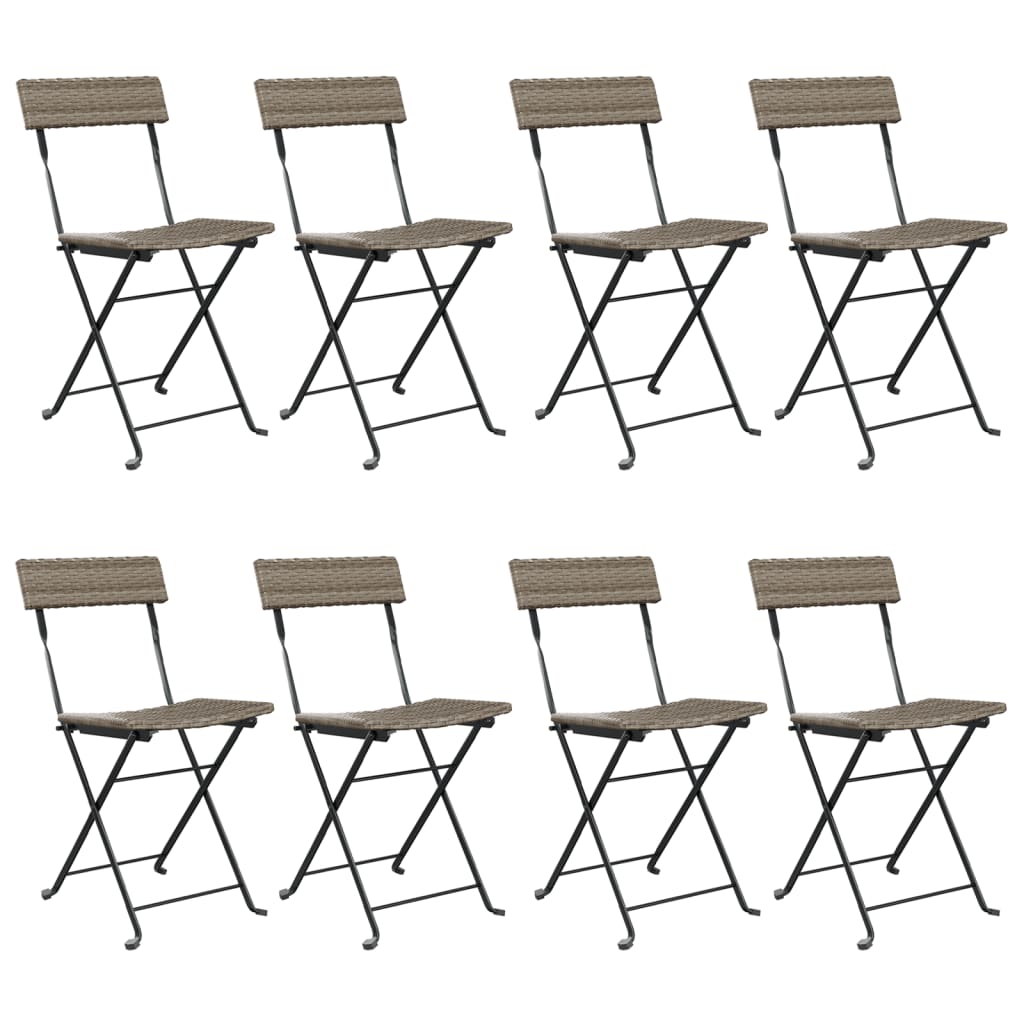 foldbare bistrostole 8 stk. polyrattan og stål grå