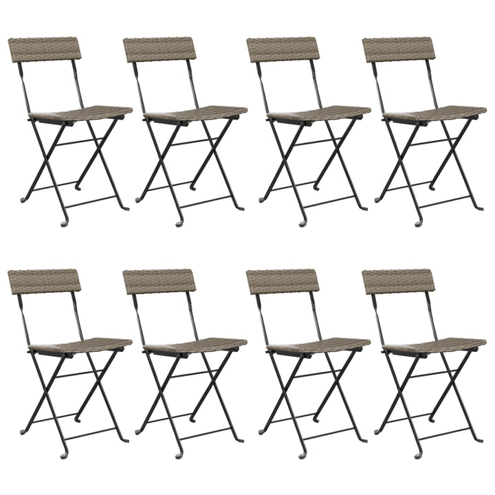 foldbare bistrostole 8 stk. polyrattan og stål grå