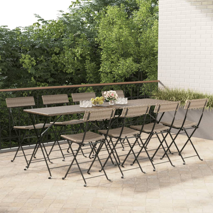 foldbare bistrostole 8 stk. polyrattan og stål grå