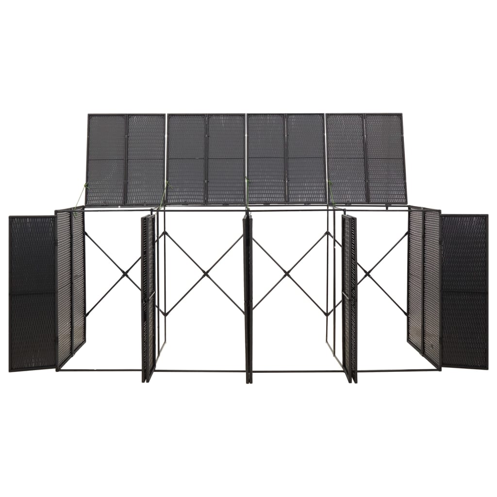 firdobbelt skraldespandsskjuler 274x80x117 cm polyrattan sort