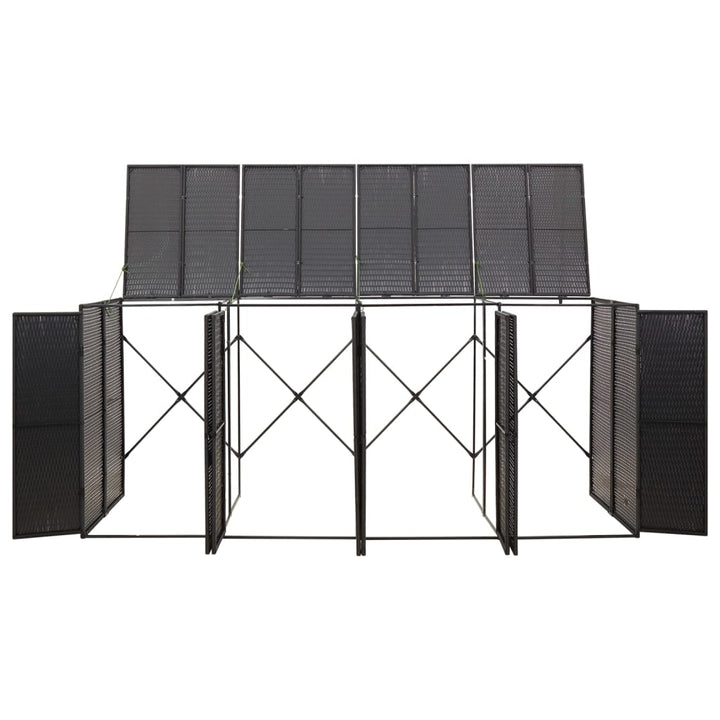 firdobbelt skraldespandsskjuler 274x80x117 cm polyrattan sort