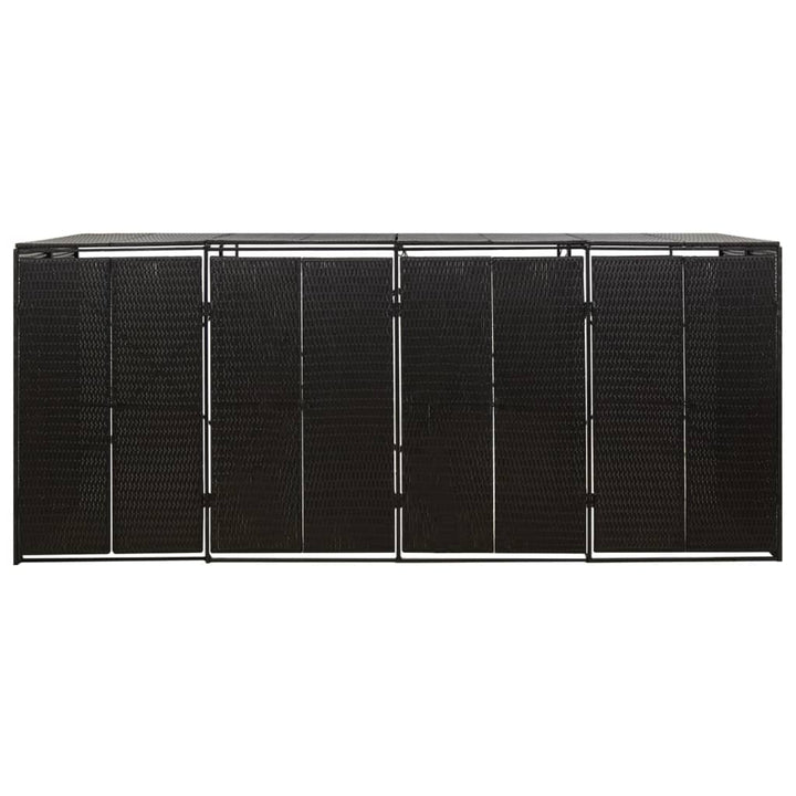 firdobbelt skraldespandsskjuler 274x80x117 cm polyrattan sort