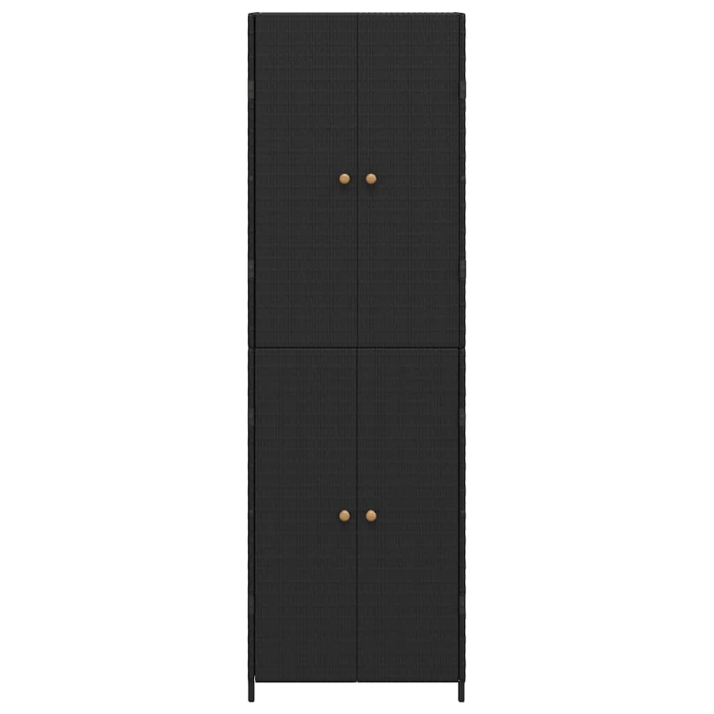 opbevaringsskab til haven 59x40x180 cm polyrattan sort