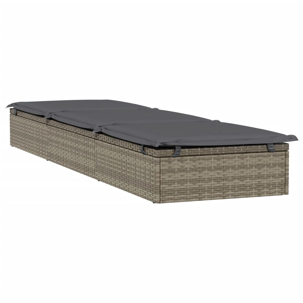 liggestol 1 stk. med hynde 201x55x62 cm polyrattan grå
