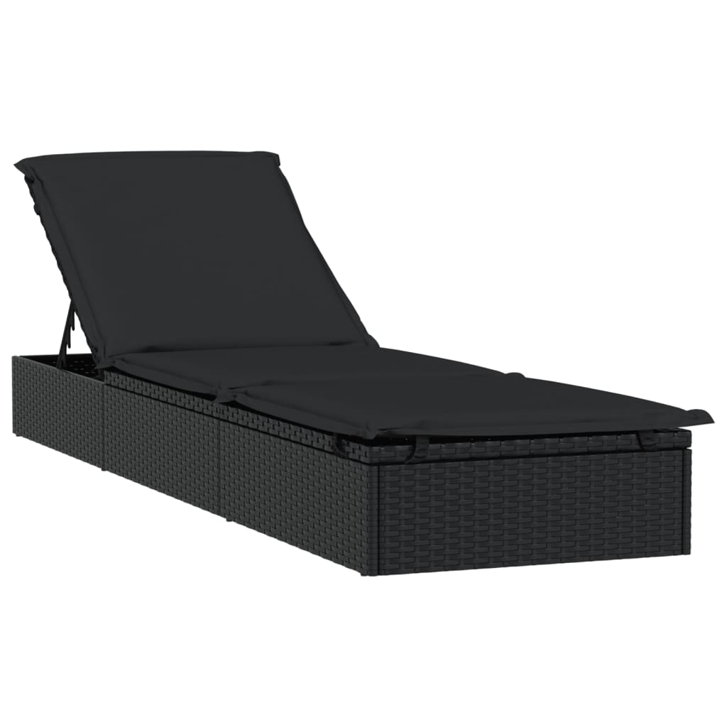 liggestol 1 stk. med hynde 201x55x62 cm polyrattan sort