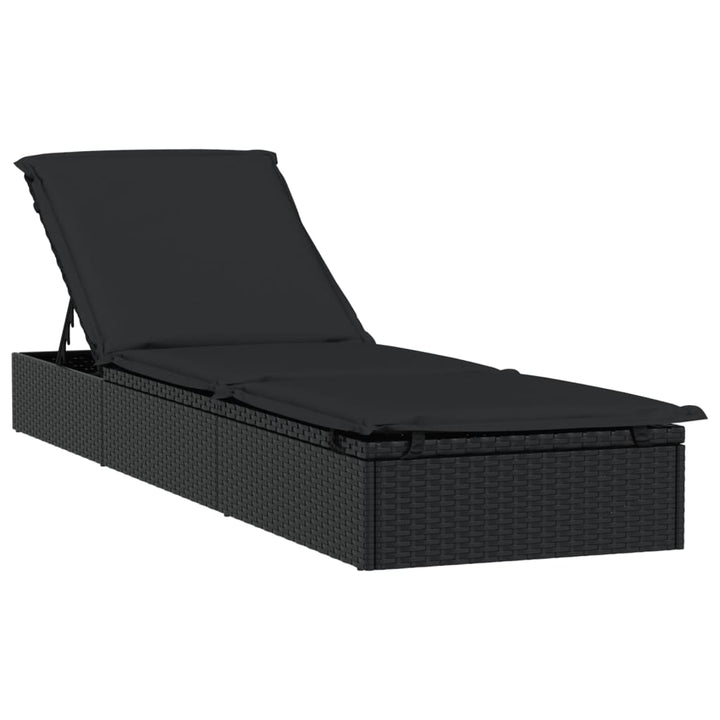 liggestol 1 stk. med hynde 201x55x62 cm polyrattan sort
