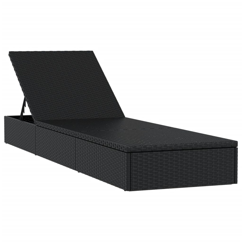liggestol 1 stk. med hynde 201x55x62 cm polyrattan sort