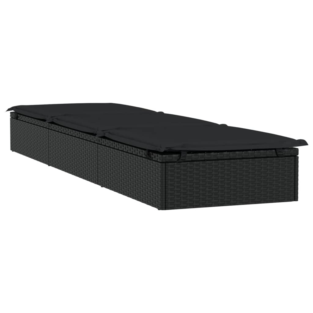 liggestol 1 stk. med hynde 201x55x62 cm polyrattan sort