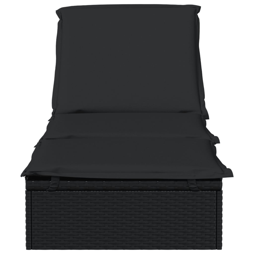 liggestol 1 stk. med hynde 201x55x62 cm polyrattan sort