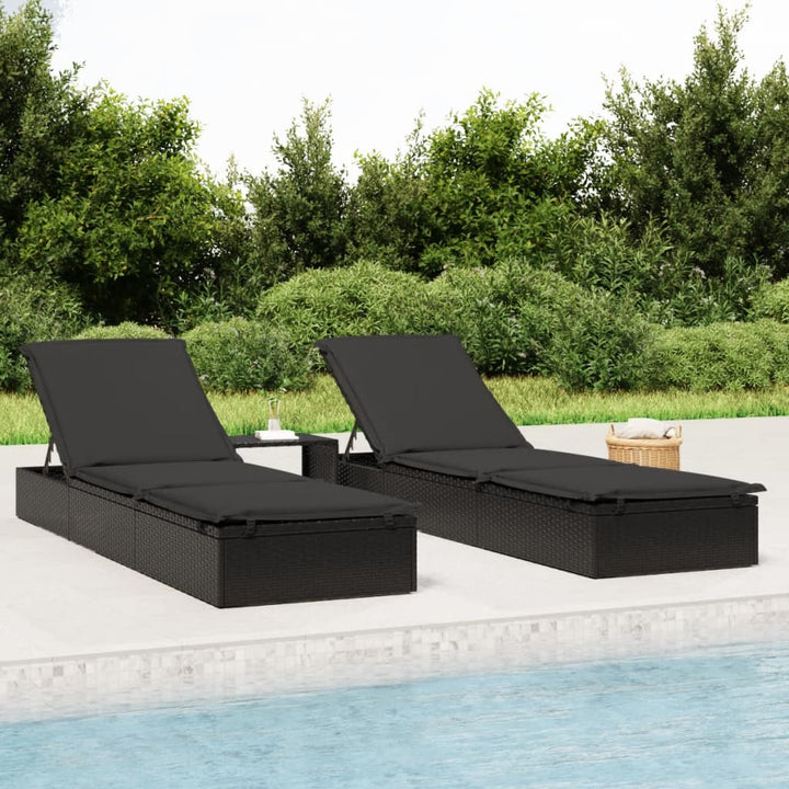 liggestol 1 stk. med hynde 201x55x62 cm polyrattan sort