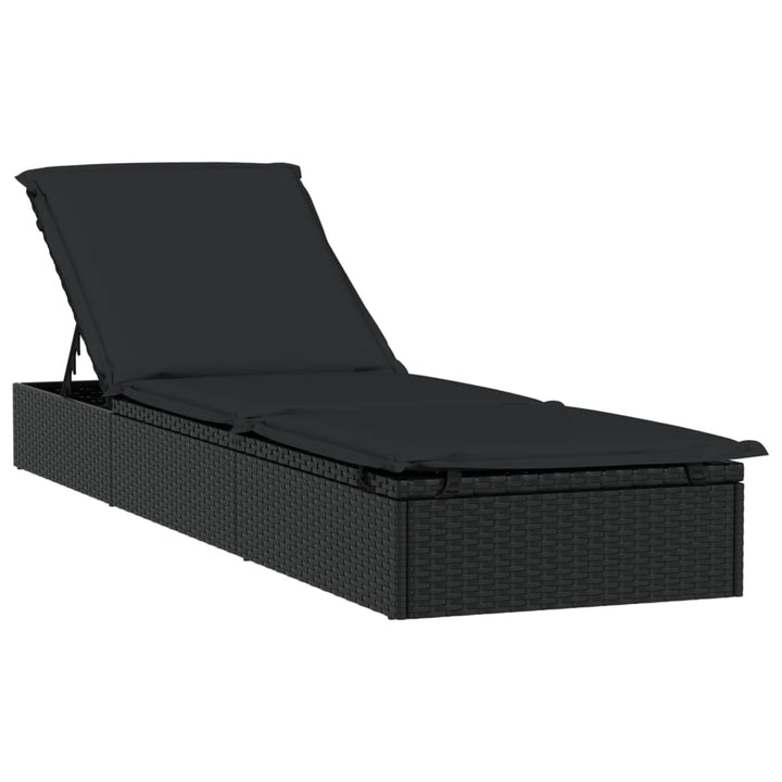 liggestol 1 stk. med bord polyrattan sort