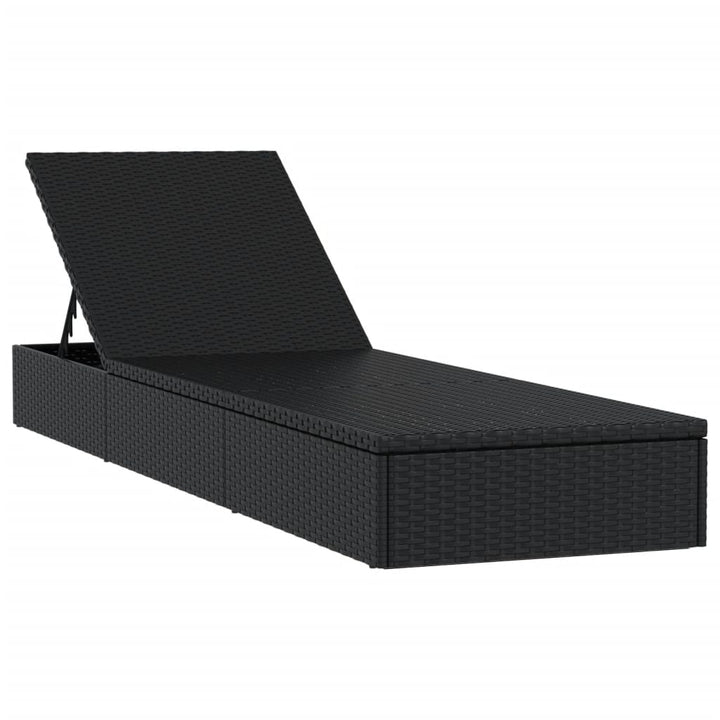 liggestol 1 stk. med bord polyrattan sort