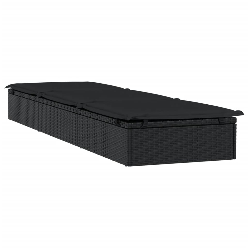 liggestol 1 stk. med bord polyrattan sort