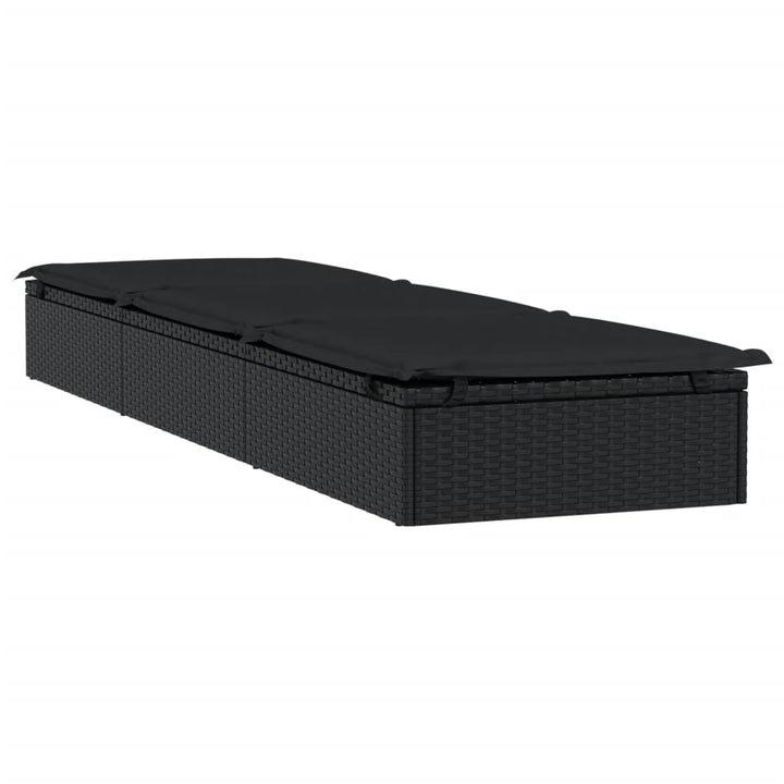 liggestol 1 stk. med bord polyrattan sort