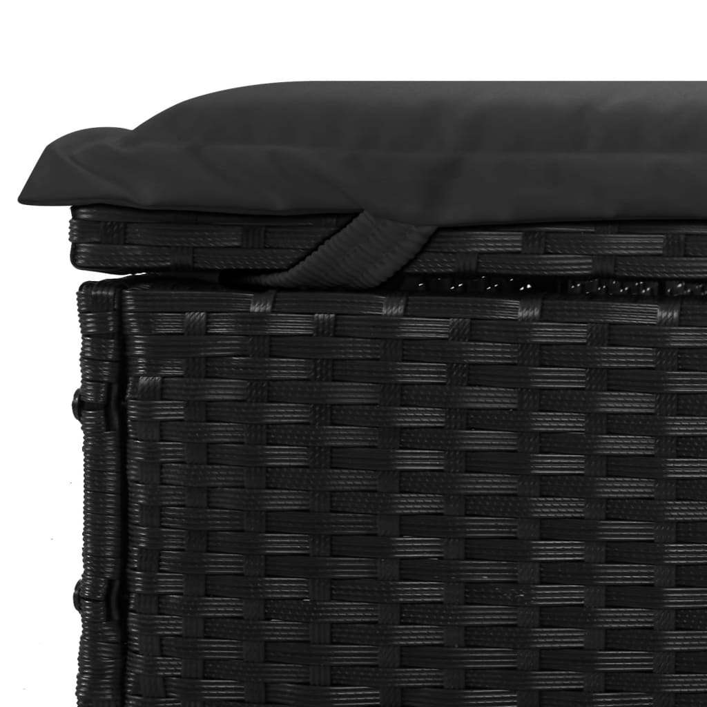 liggestol 1 stk. med bord polyrattan sort