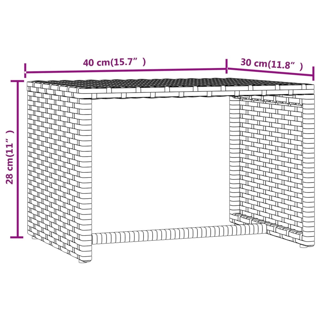 liggestol 1 stk. med bord polyrattan sort