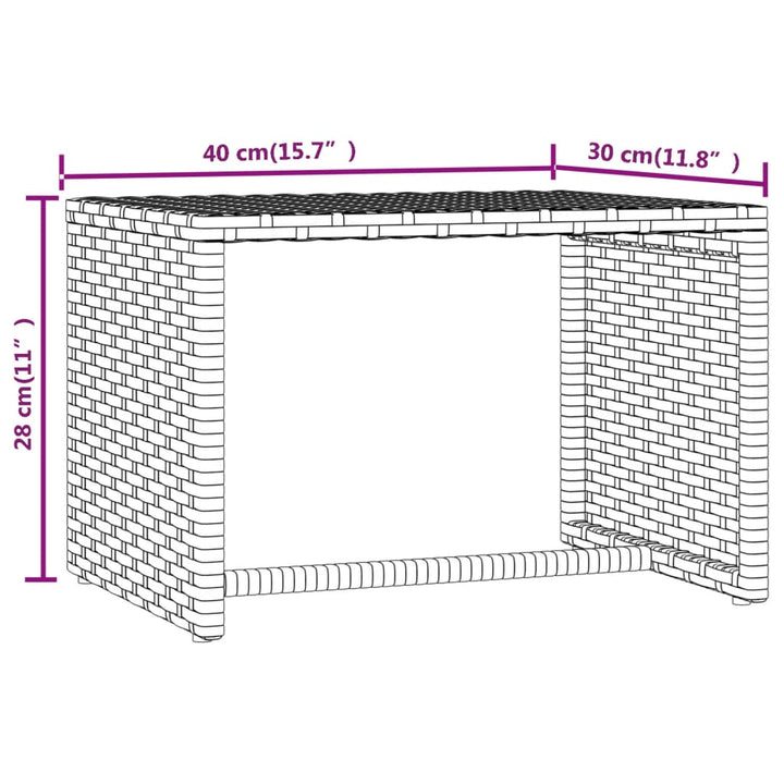 liggestol 1 stk. med bord polyrattan sort
