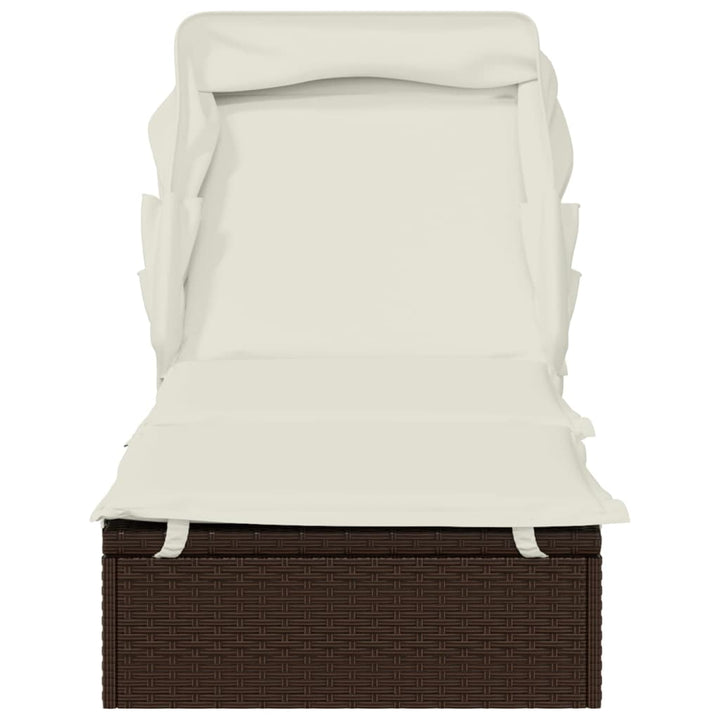 liggestol med foldbart tag 213x63x97 cm polyrattan brun