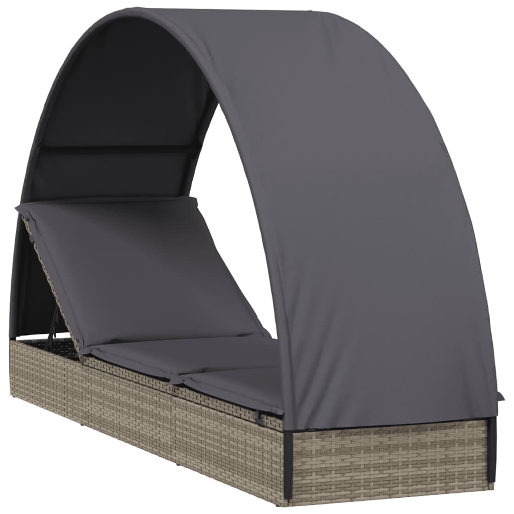 liggestol med rundt tag 211x57x140 cm polyrattan grå