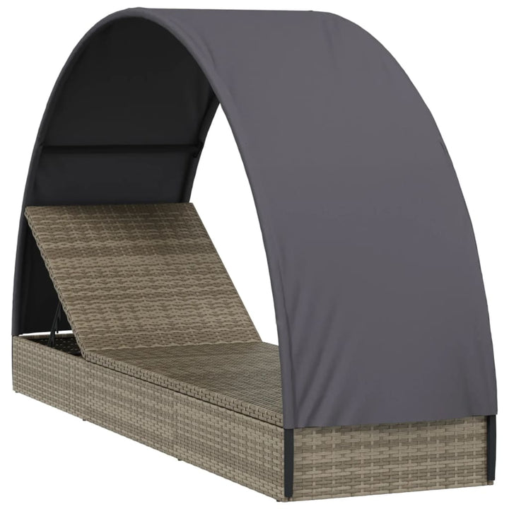 liggestol med rundt tag 211x57x140 cm polyrattan grå