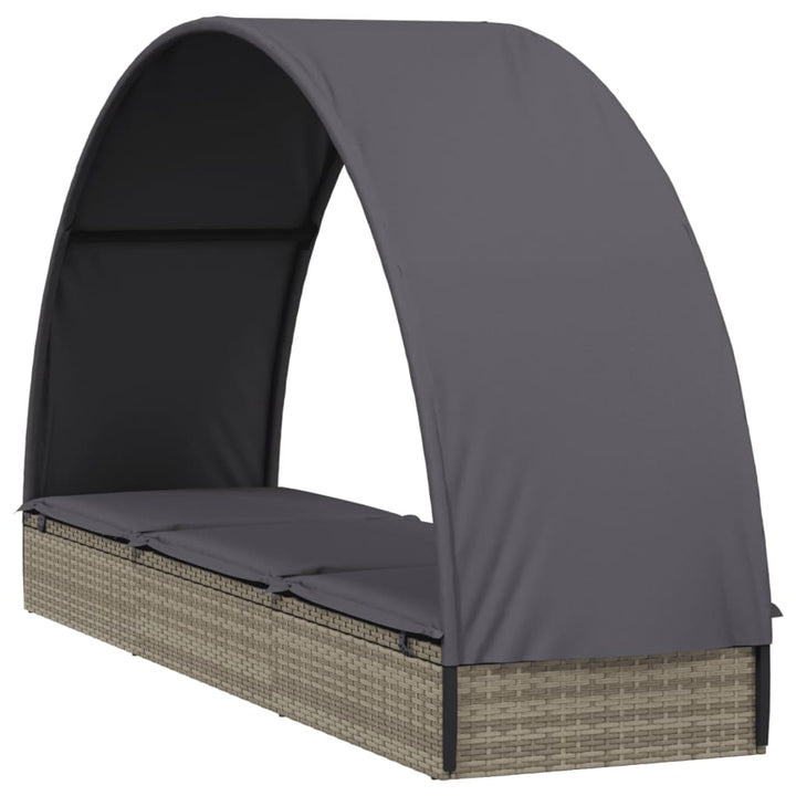 liggestol med rundt tag 211x57x140 cm polyrattan grå